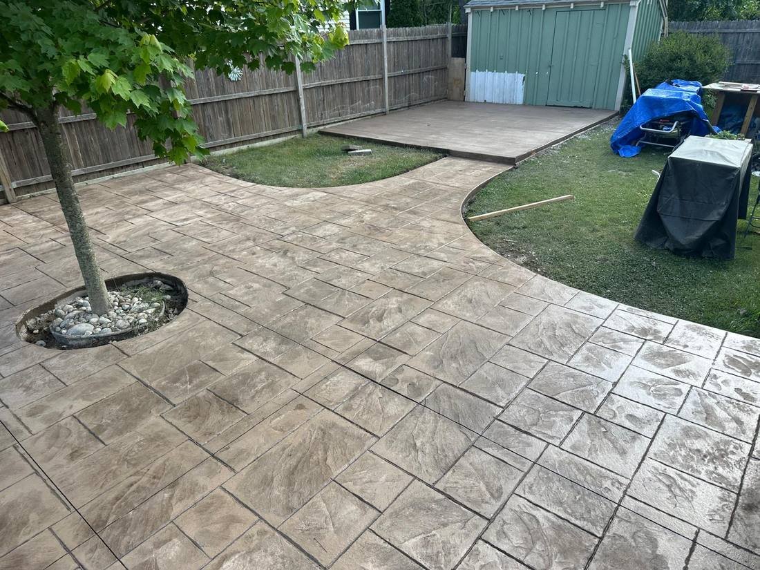 Finished stamped concrete patio by Lagos Construction